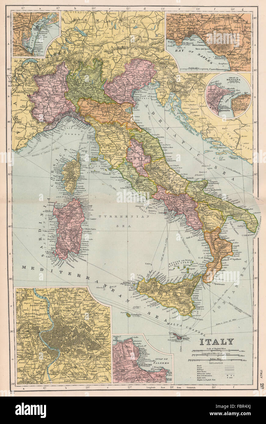 Italien. Gezeigt, vor 1915 Vertrag von London schließt Tirol & Triest. Speck, 1903 Karte Stockfoto