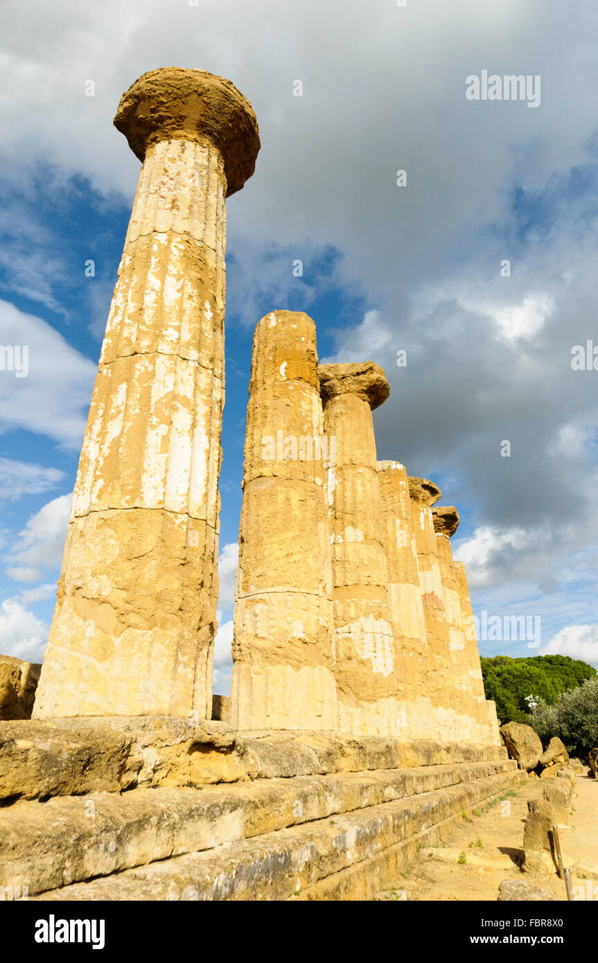 Der Herkules-Tempel, Tal der Tempel, Agrigento, Sizilien, Italien Stockfoto
