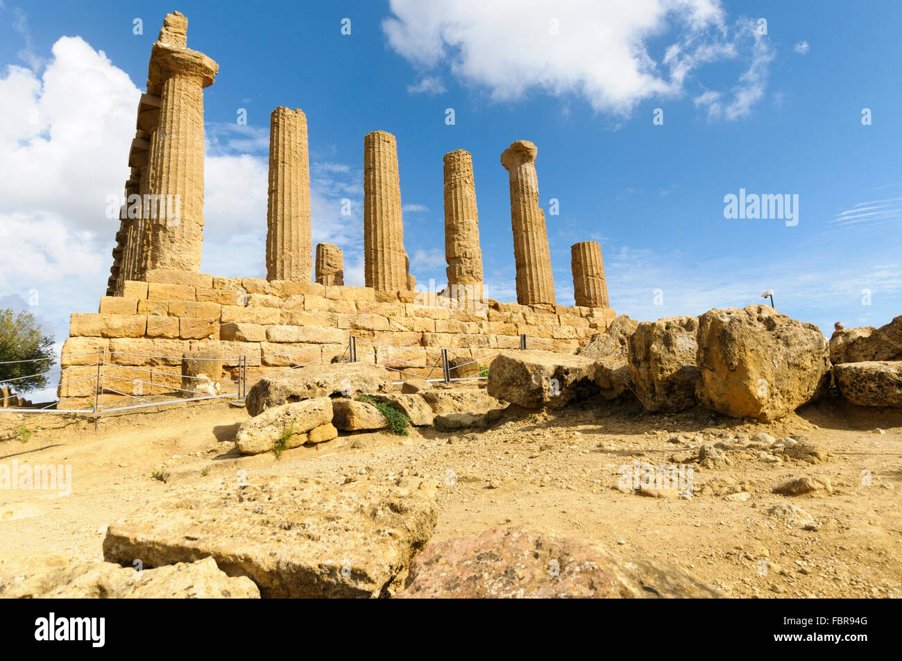 Der Herkules-Tempel, Tal der Tempel, Agrigento, Sizilien, Italien Stockfoto