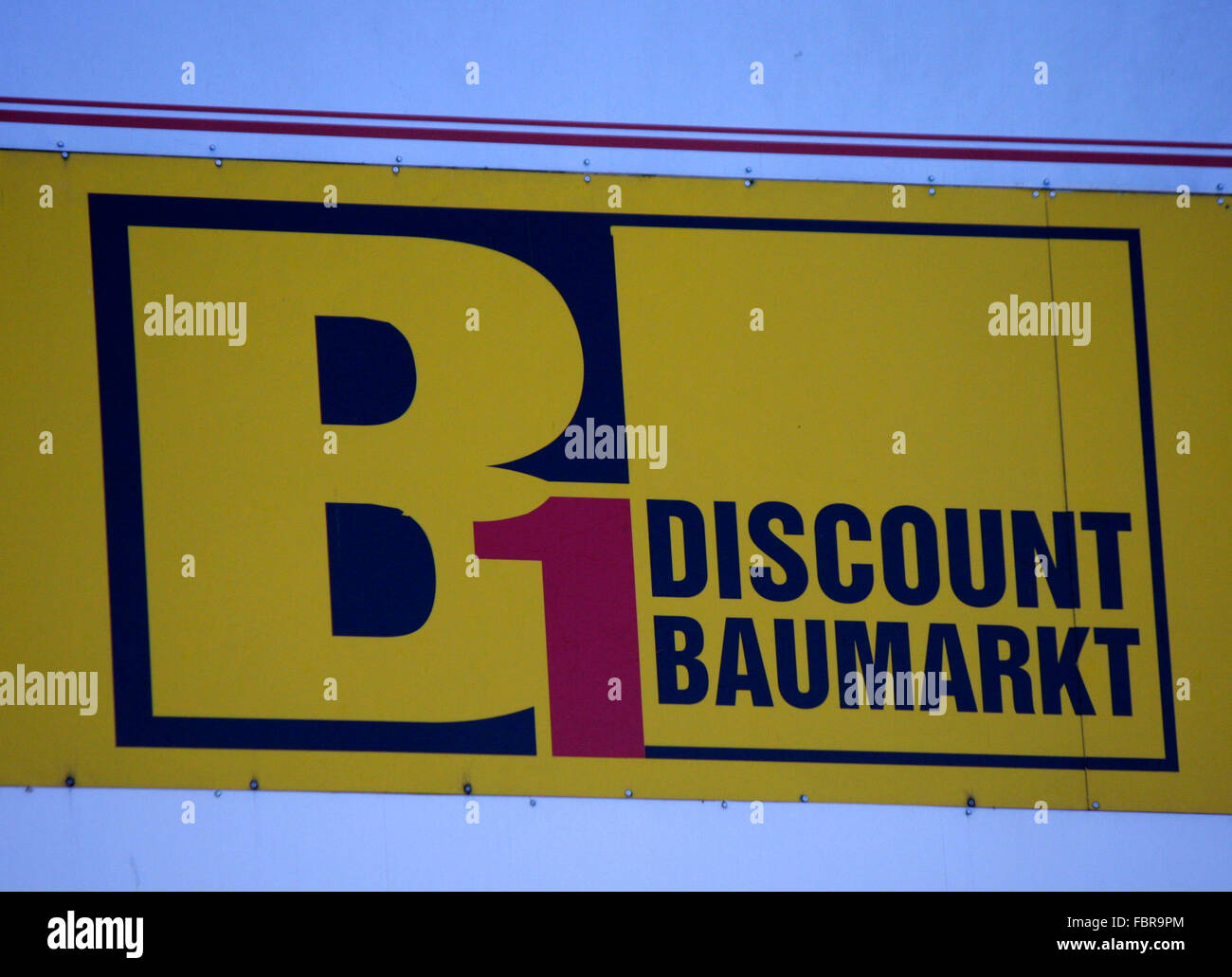 Markenname: "B1 Discount Baumarkt", Berlin. Stockfoto