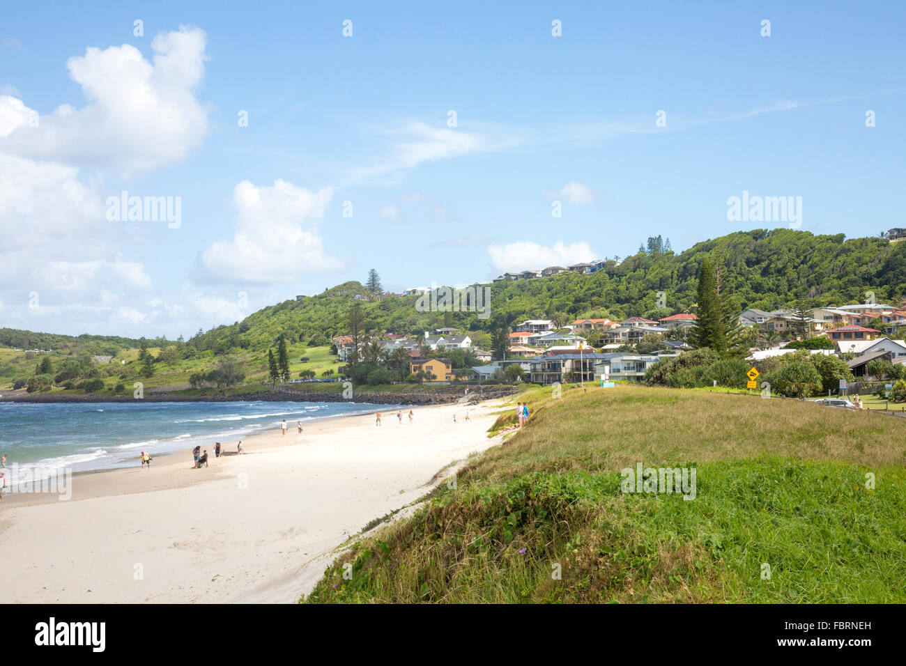 Lennox Head und Seven Mile Beach an der Nord Küste von New South Wales, Australien. Ein beliebtes Urlaubsziel. Stockfoto