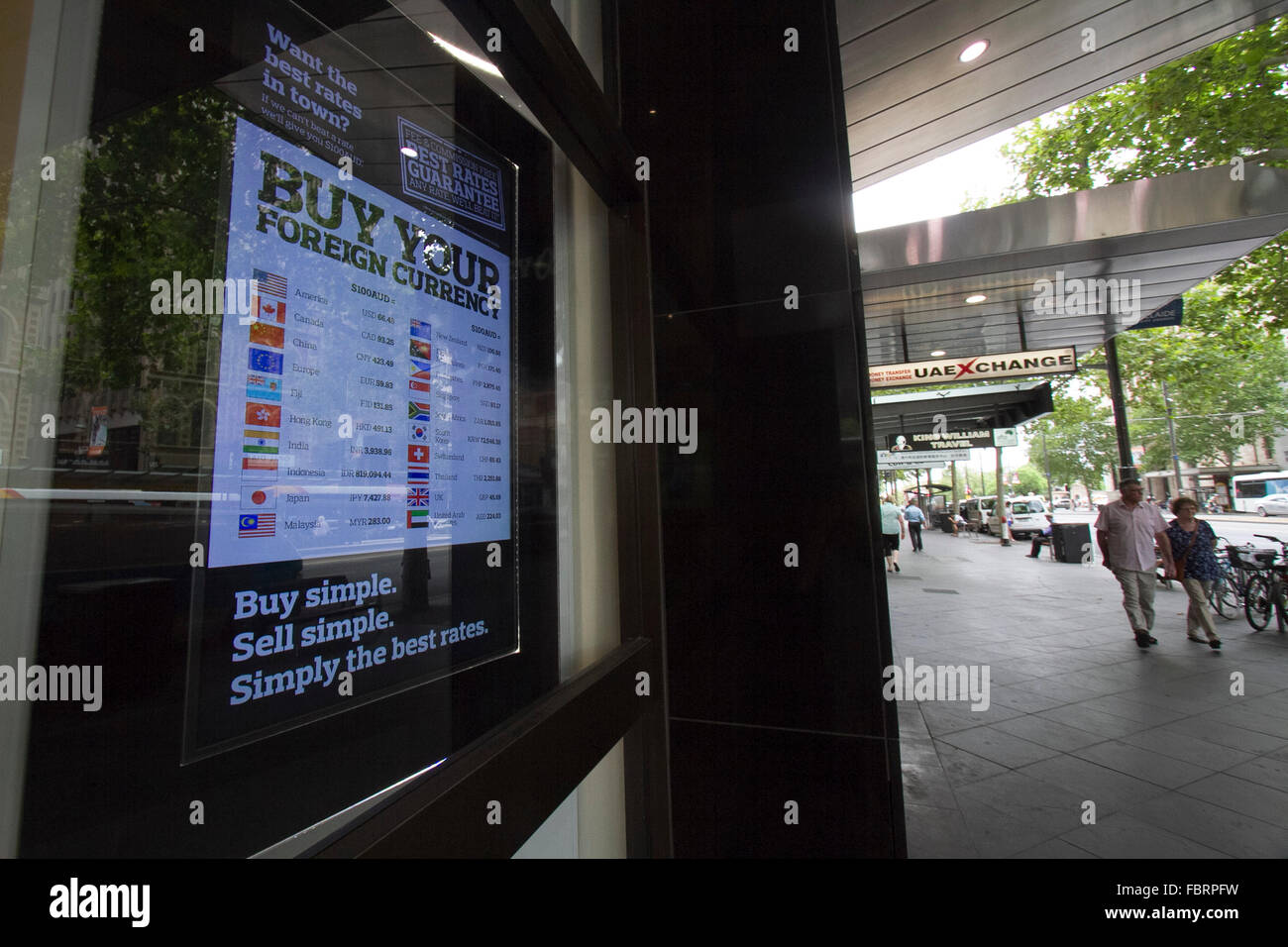 Adelaide, Australien. 19. Januar 2016.  Der australische Dollar drücken Sie 7 Jahr niedrig gegenüber den wichtigsten ausländischen Währungen durch den Rückgang der Ölpreise und Marktvolatilität Credit: Amer Ghazzal/Alamy Live-Nachrichten Stockfoto