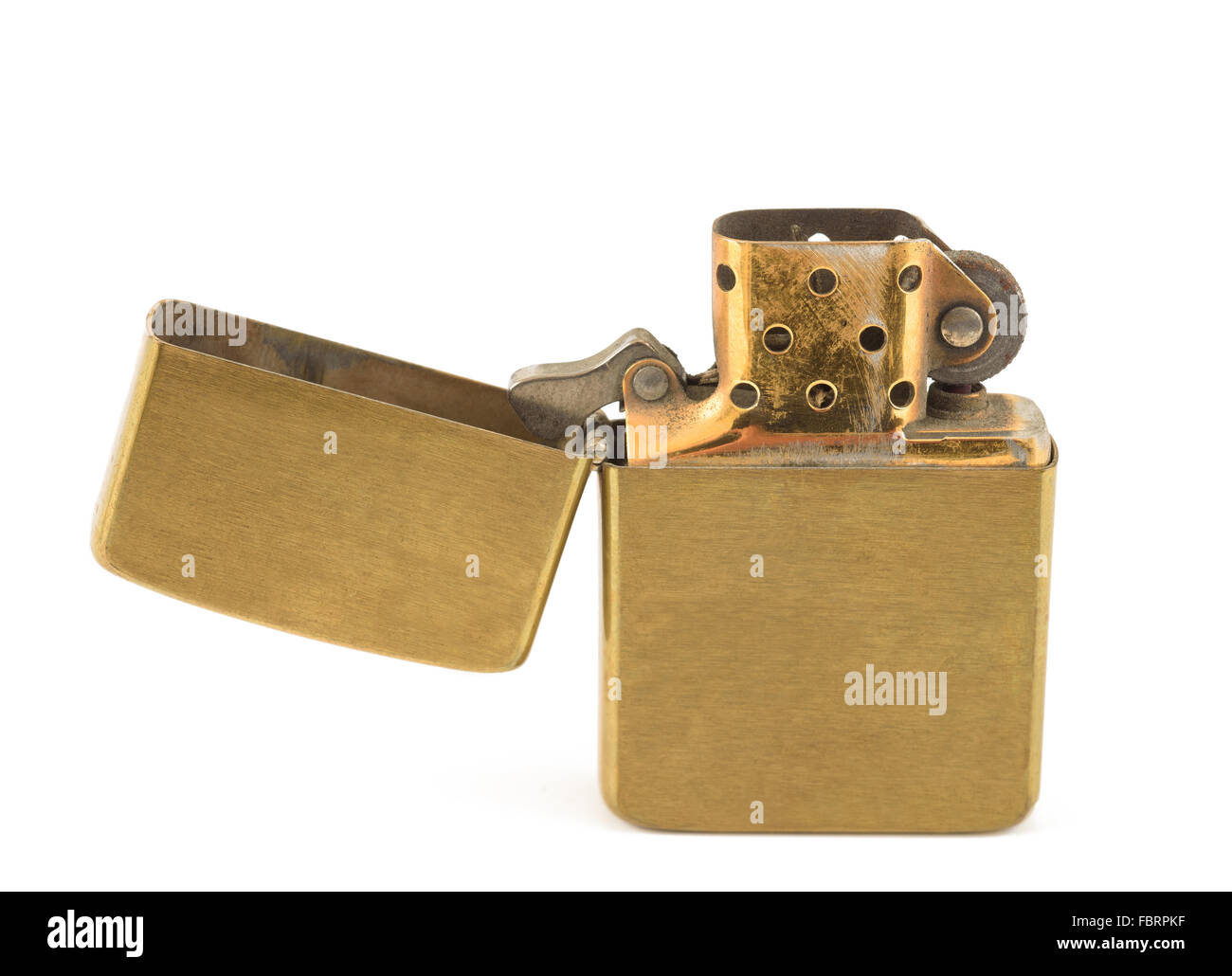 Eine Vintage Zippo-Feuerzeug eröffnet isoliert auf weiss Stockfotografie -  Alamy