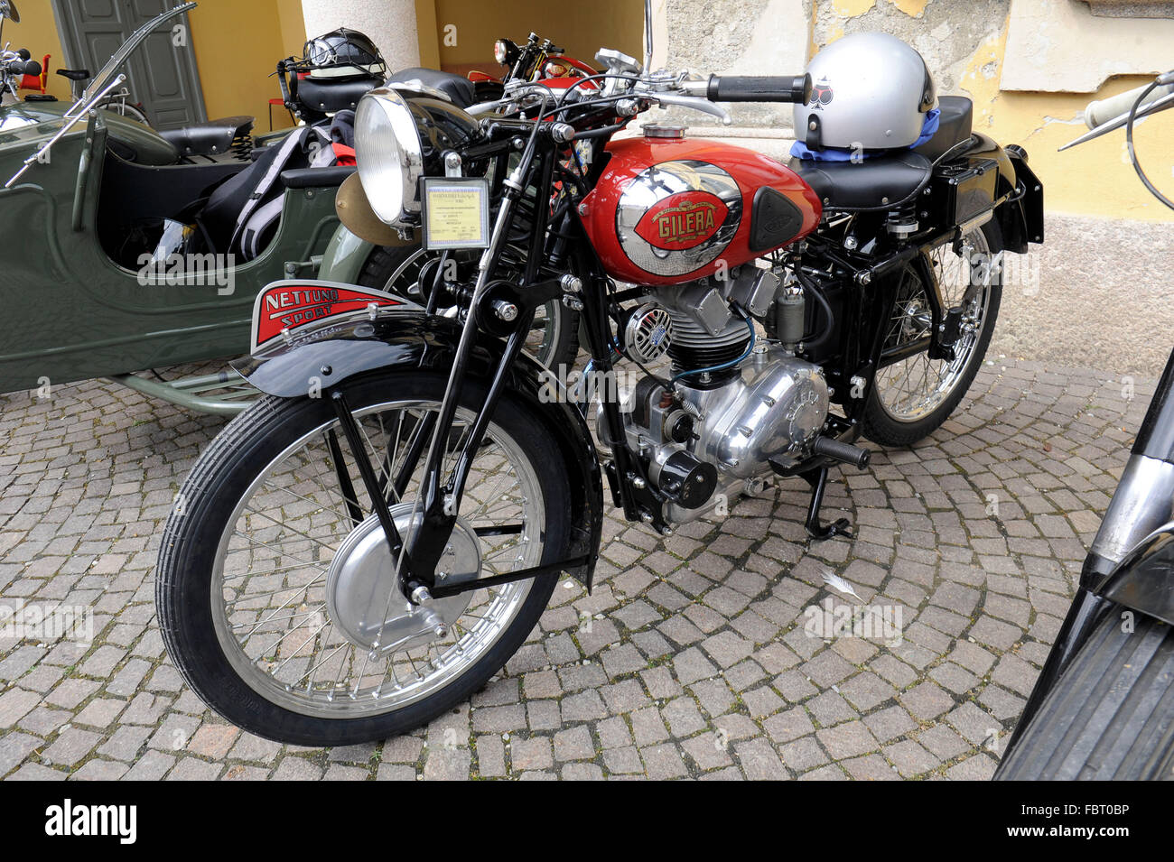 Arcore - Ausstellung von historischen Modellen von den Werksmaschinen Gilera. Neptun-Modellsport Stockfoto