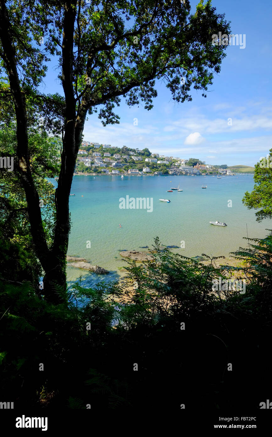 Salcombe, Devon, UK. Blick vom Küstenweg nach Salcombe in Devon Stockfoto