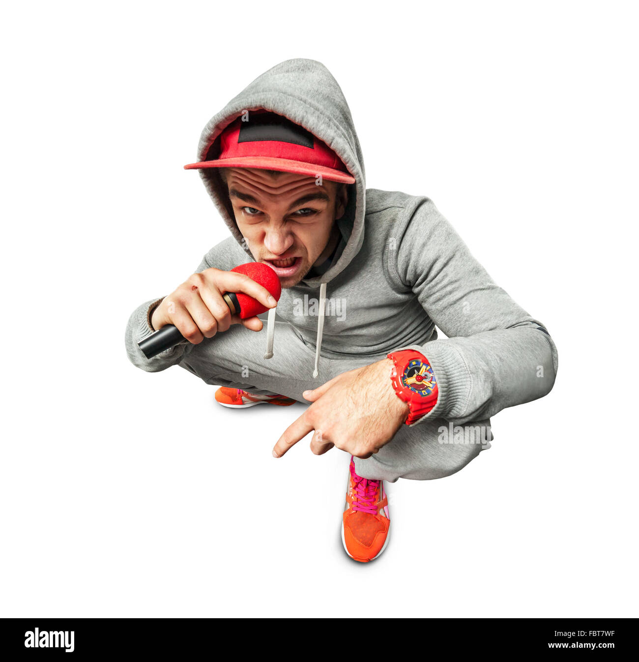 Studio-Porträt von cool aussehende Gesang Hiphopper Sportswear. Stockfoto