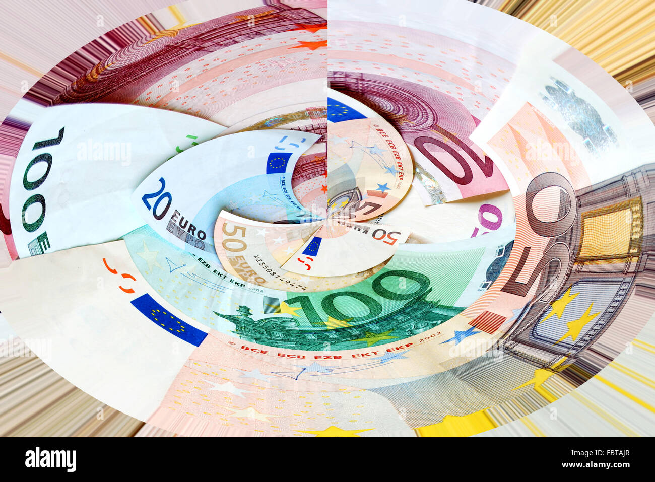 Euro-Banknoten-Strudel Stockfoto