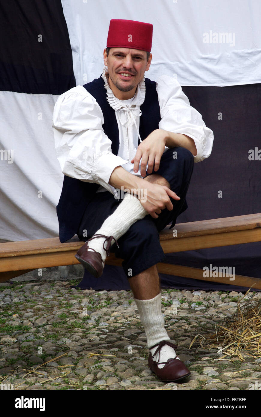 Teilnehmer des mittelalterlichen Kostümparty Stockfoto