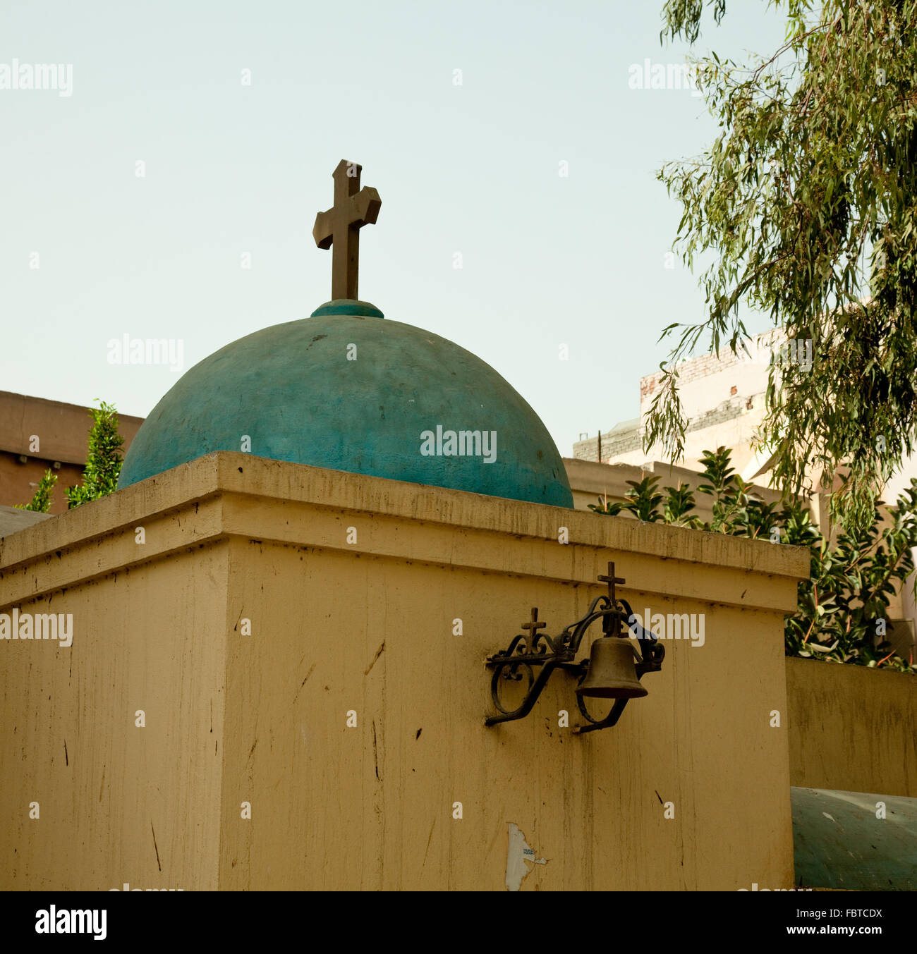 Grüne Kuppel auf koptischen christlichen Gebäude in Kairo Stockfoto