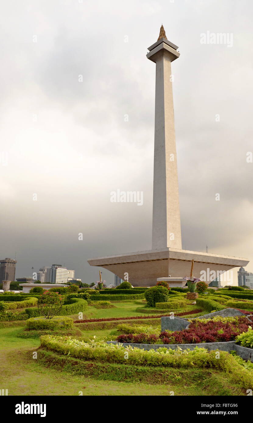Jakarta-Nationaldenkmal in einem öffentlichen park Stockfoto