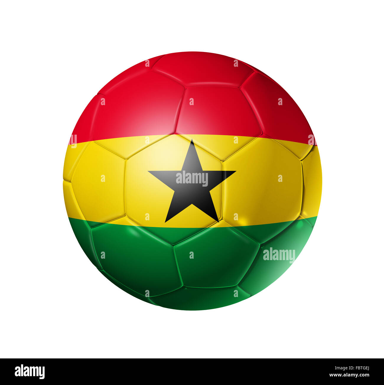 Fußball-Fußball-Ball mit Ghana Flagge Stockfoto