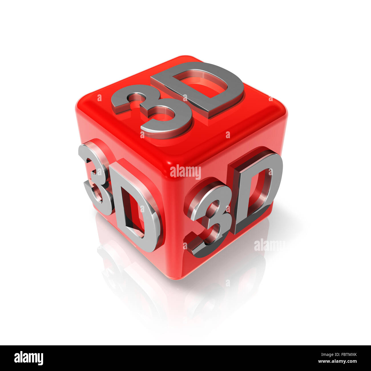 3D Logo auf einem roten Würfel Stockfoto