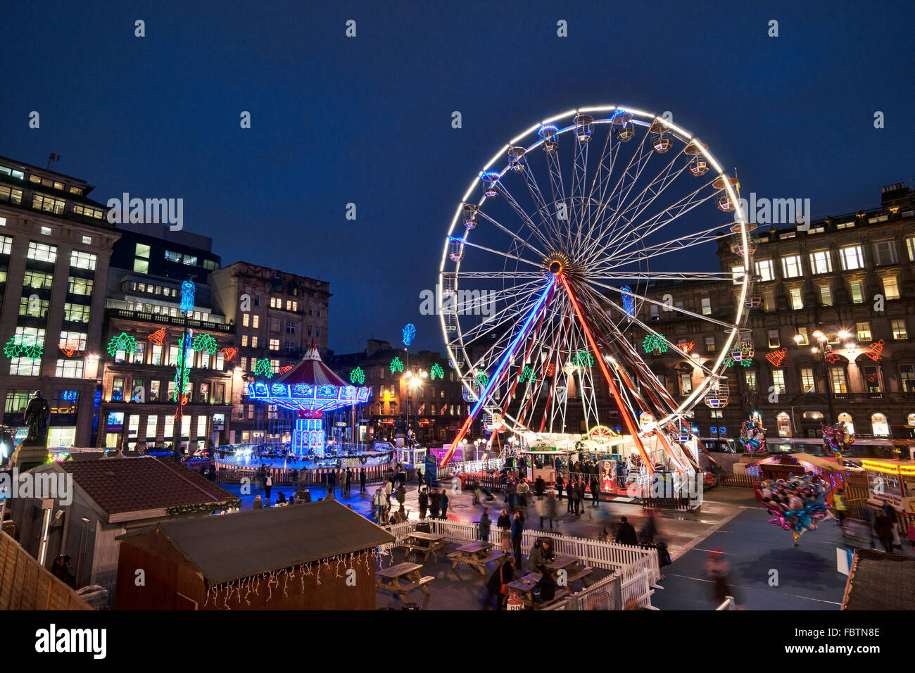 George Square Glasgow, Weihnachtsbeleuchtung und Dekorationen, Schottland, UK Stockfoto