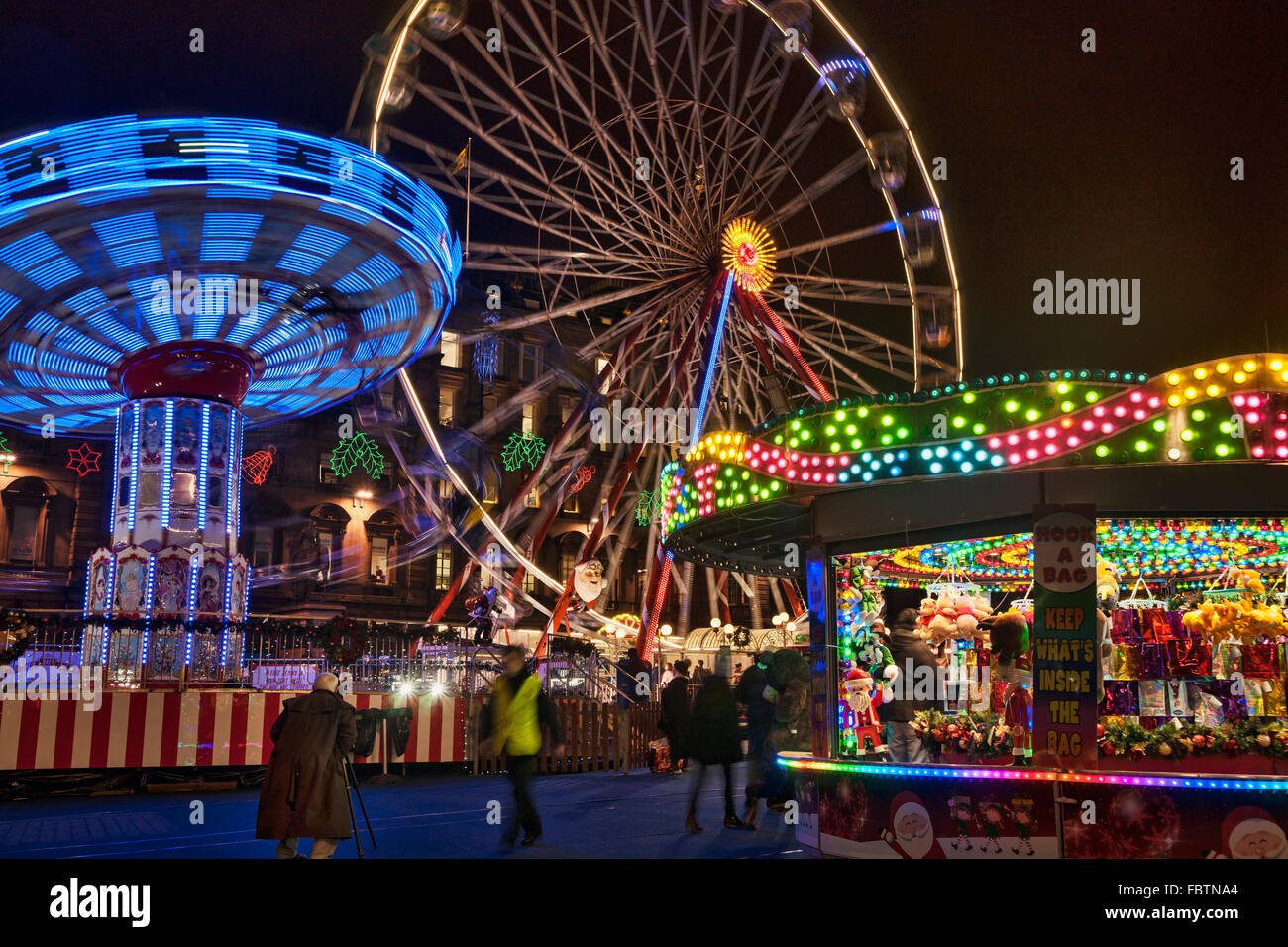 George Square Glasgow, Weihnachtsbeleuchtung und Dekorationen, Schottland, UK Stockfoto