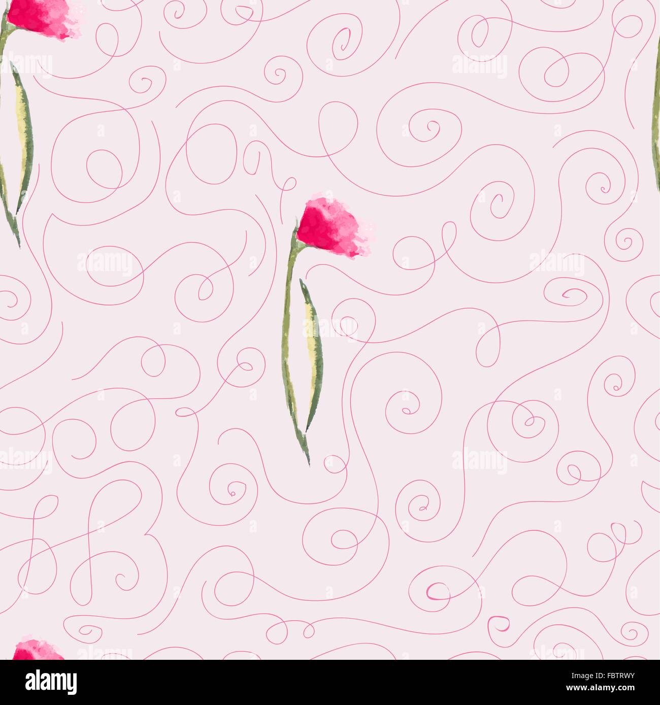 nahtlose Muster rosa Aquarell Blumen Stock Vektor