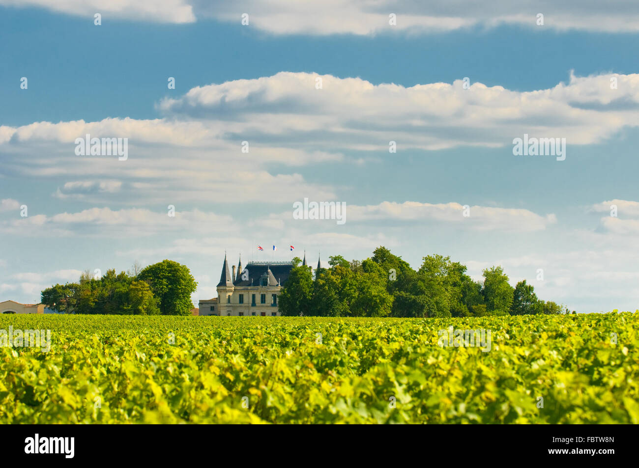 Schloss und Weingut in Margaux, Bordeaux, Frankreich Stockfoto