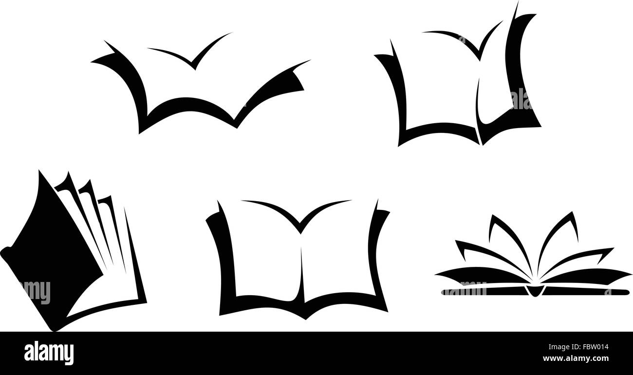 Schwarze Silhouetten von Büchern. Vektor-Illustration. Stock Vektor