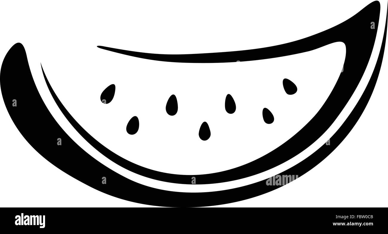 Wassermelone Stück. Vektor schwarze Silhouette. Stock Vektor