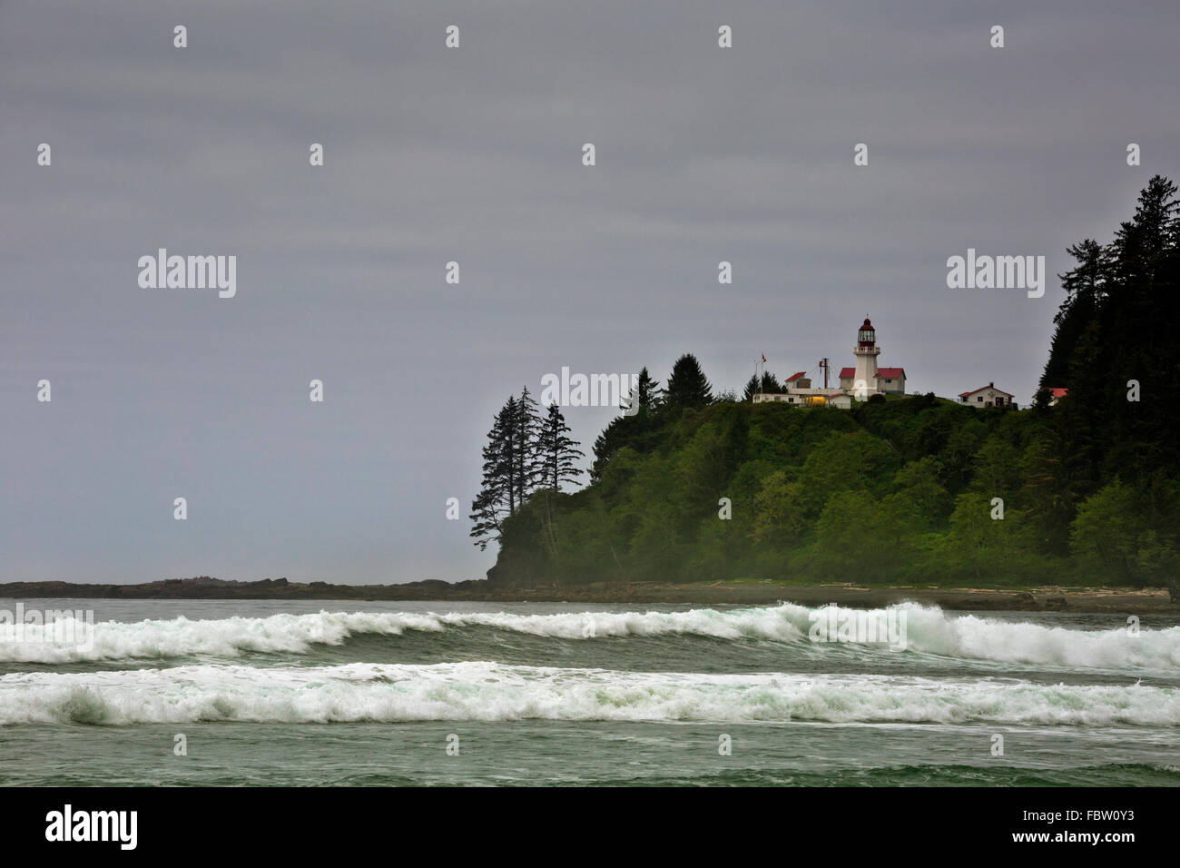 BC00485-00... BRITISH COLUMBIA - Carmanah Leuchtturm befindet sich auf der pazifischen Küste von Vancouver Island entlang der West Coast Trail. Stockfoto