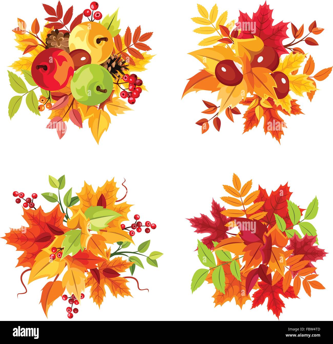 Herbstlaub Blumensträuße. Vektor-Illustration. Stock Vektor