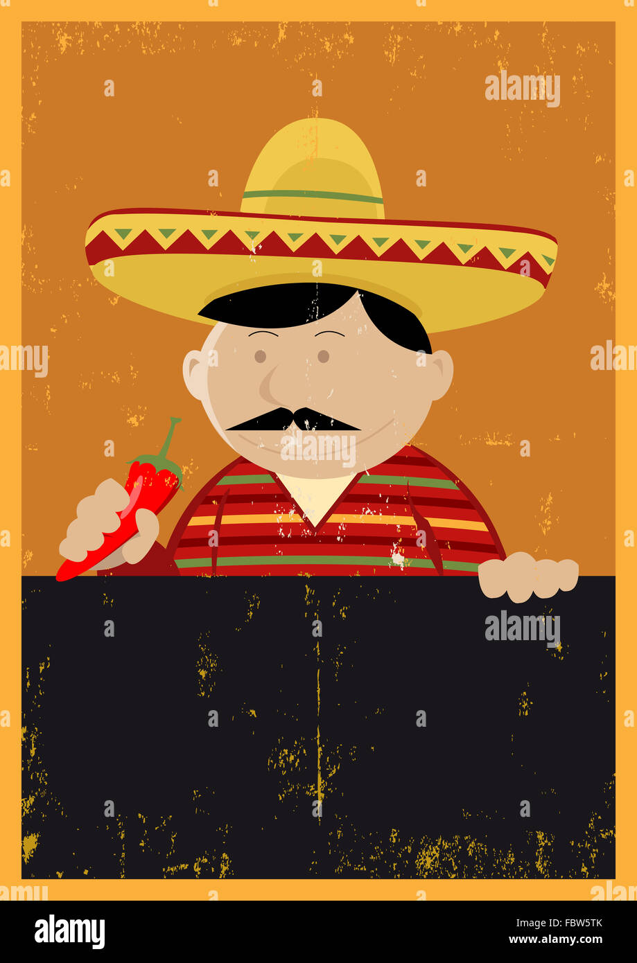 Grunge Mexican Chef Cook Menü Stockfoto