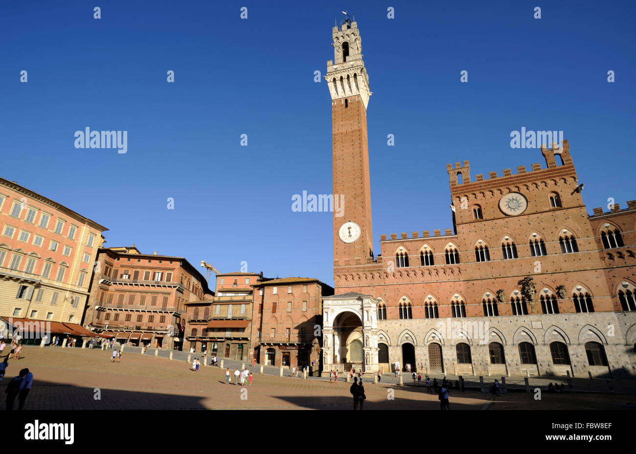 Italien, Toskana, Siena, Piazza del Campo, Palazzo Pubblico Stockfoto