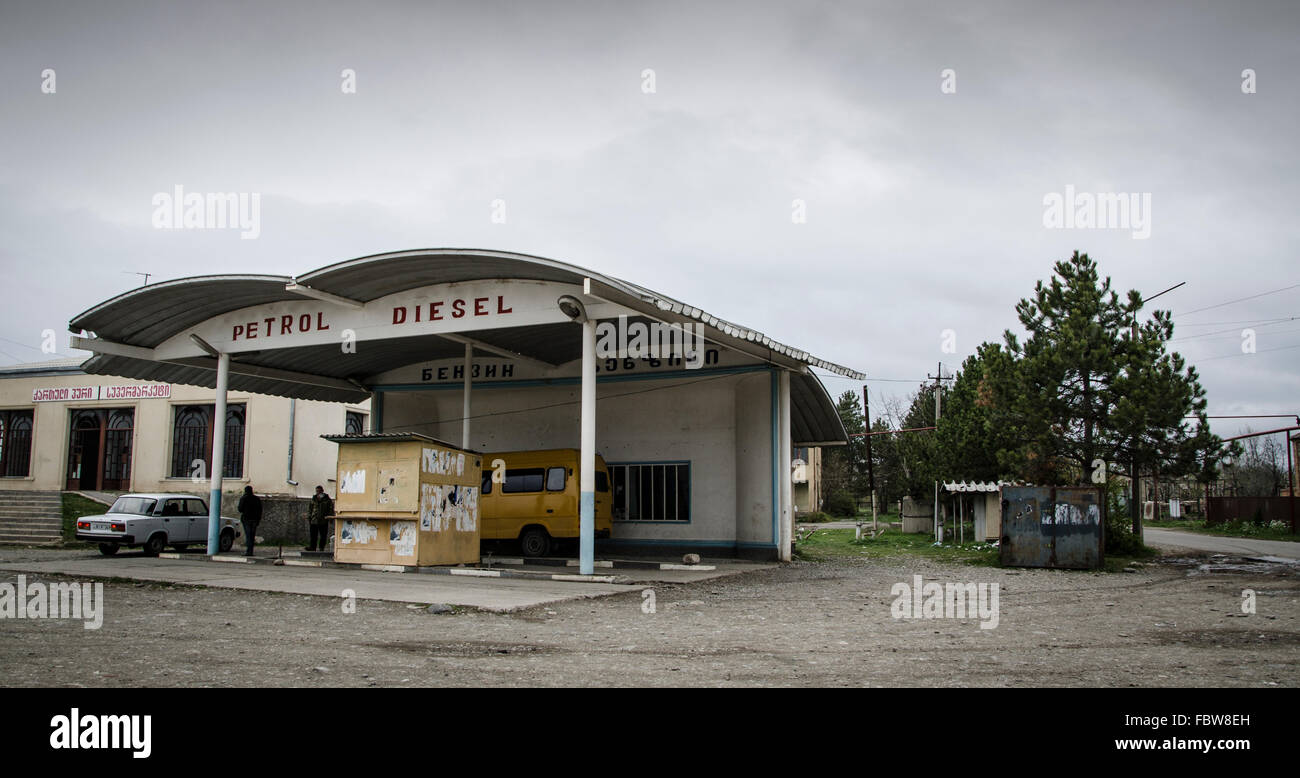 Tankstelle. Georgien. Russland-Georgien-Krieg. Stockfoto