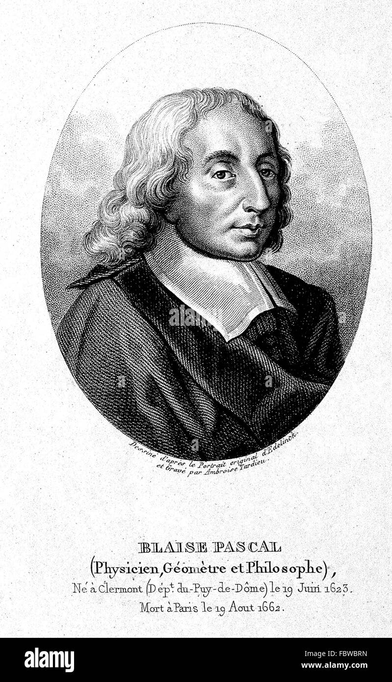 BLAISE PASCAL (1623-1662), französischer Mathematiker und Philosoph Stockfoto