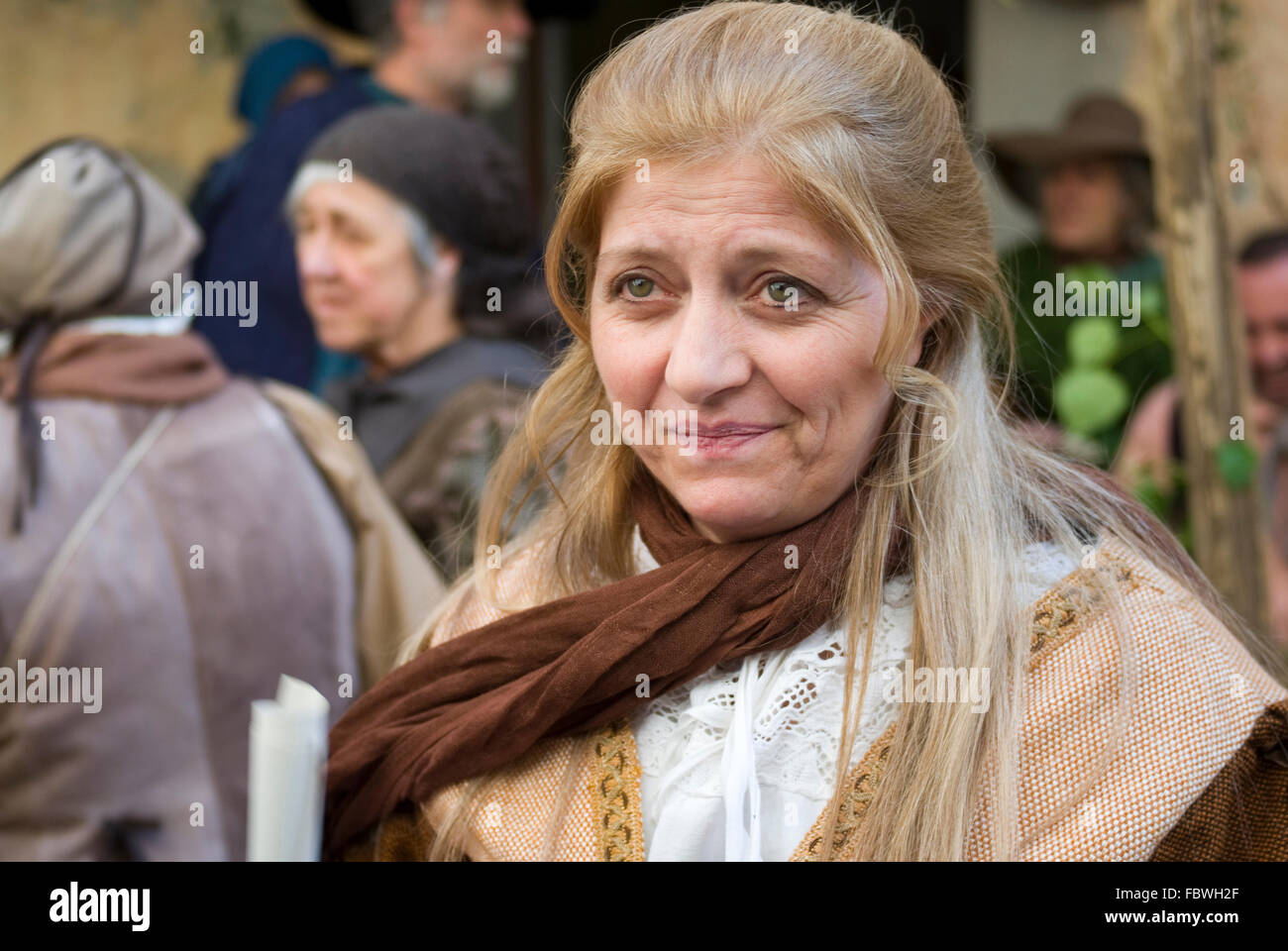 Teilnehmer des mittelalterlichen Kostümparty Stockfoto
