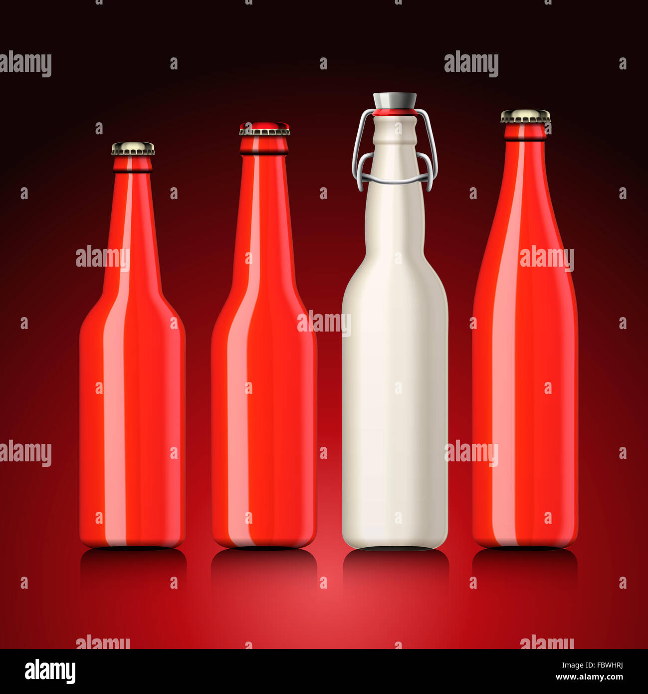 Bierflasche mit kein Label gesetzt Stockfoto