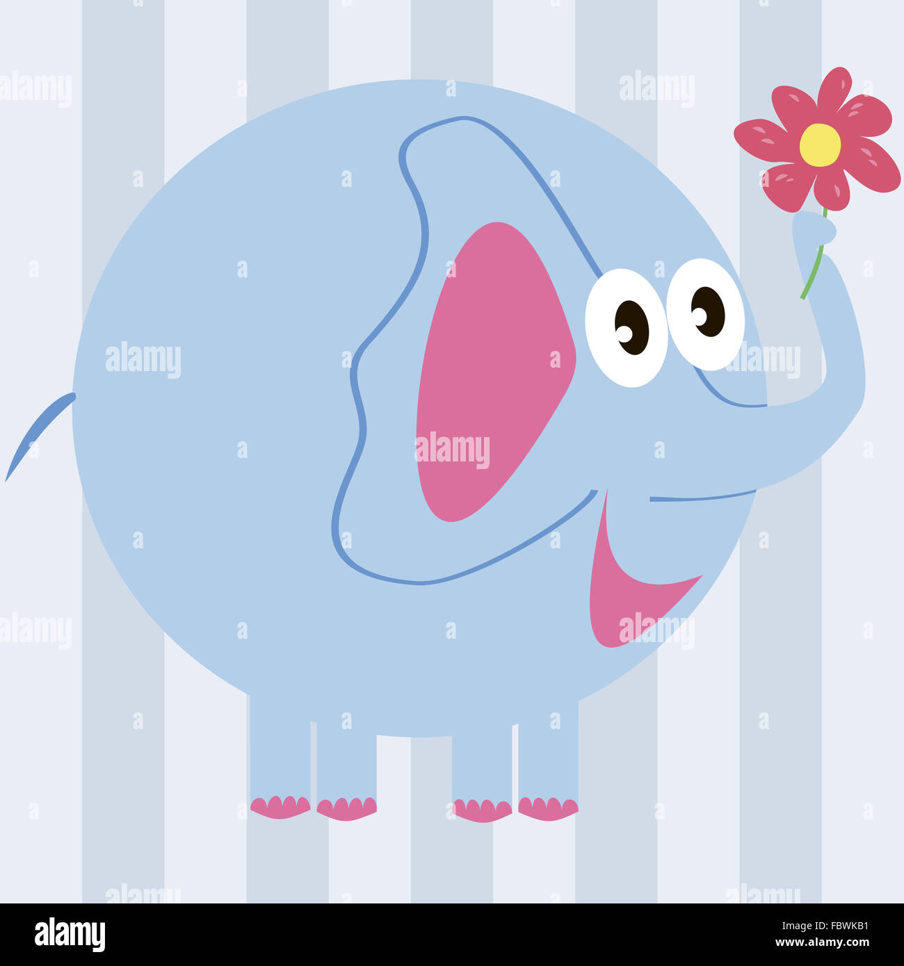 Cartoon Elefant mit einer Blume Stockfoto