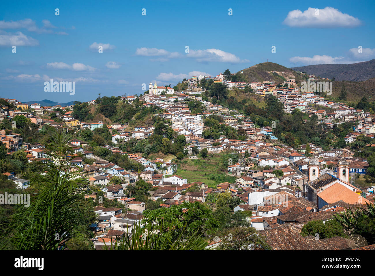 Ouro Preto Ansicht mit Santa Efigenia Kirche, Minas Gerais, Brasilien Stockfoto