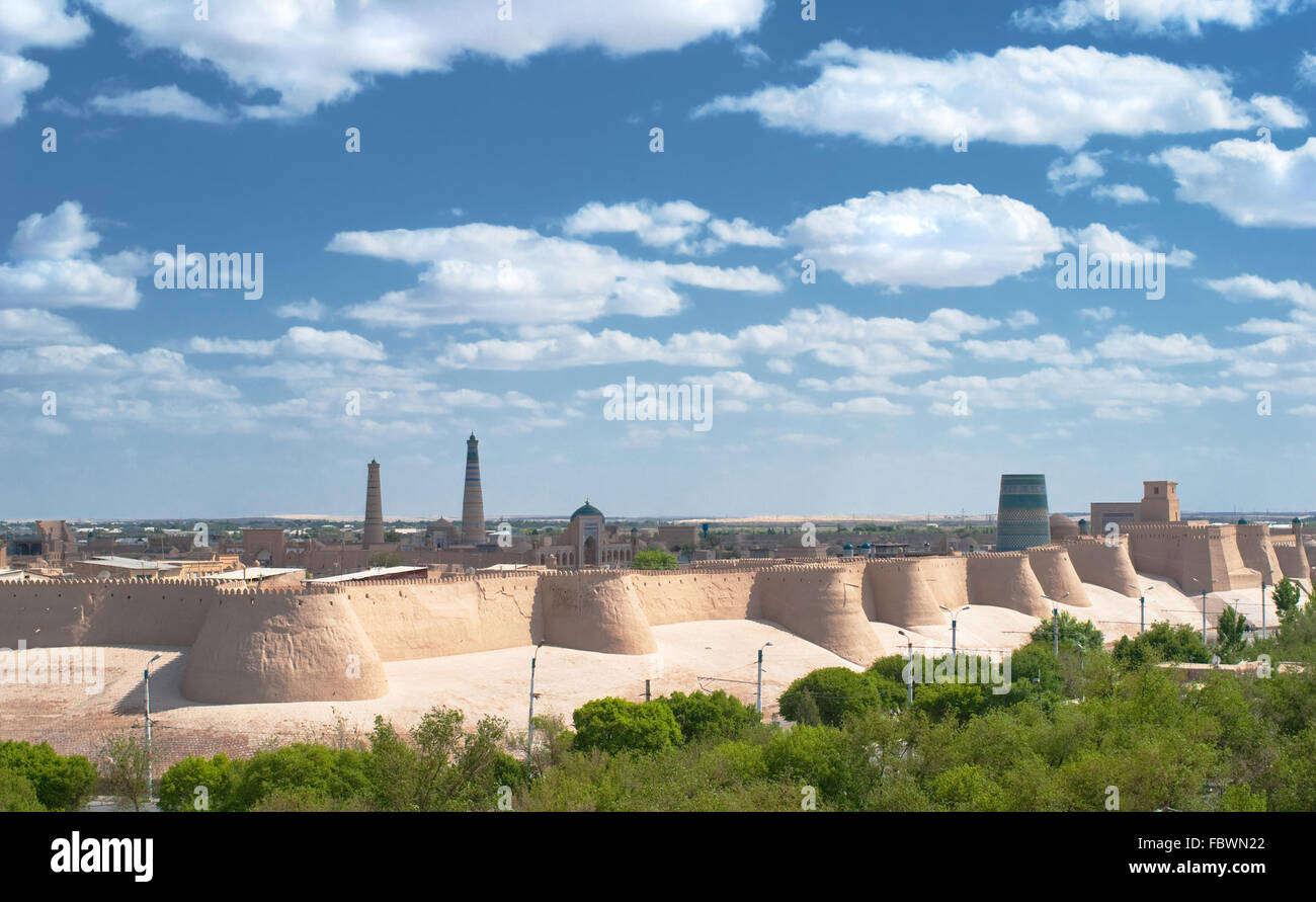 Panorama einer antiken Stadt Chiwa, Usbekistan Stockfoto