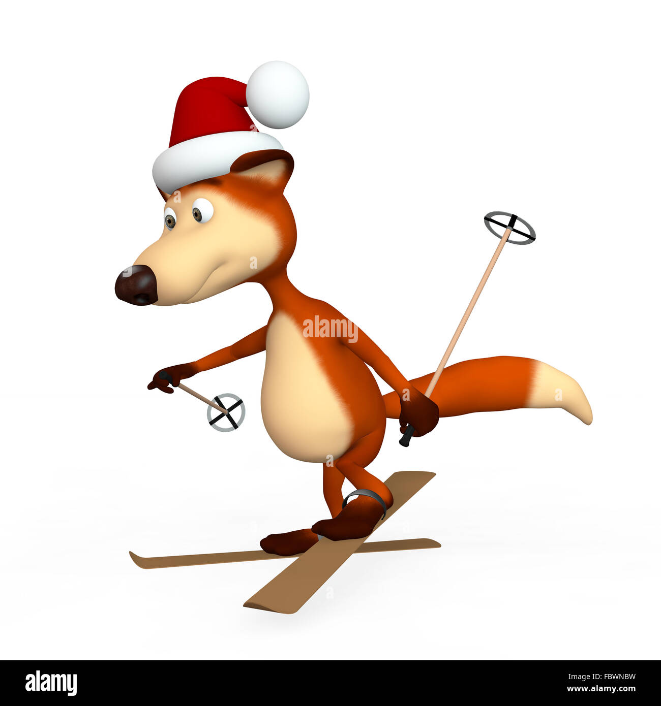 Rote Füchse Skifahrer. Stockfoto