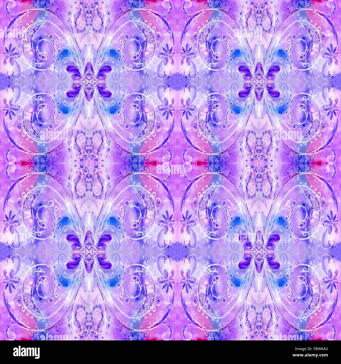 Aquarell lila Musterwiederholungen Stockfoto