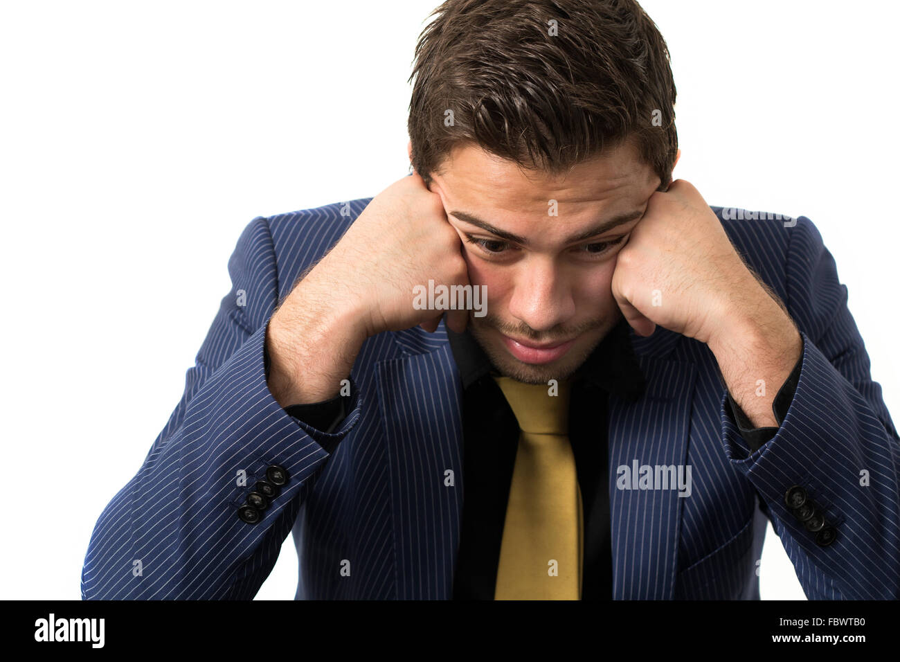 Jung betonte überwältigt Geschäftsmann Stockfoto