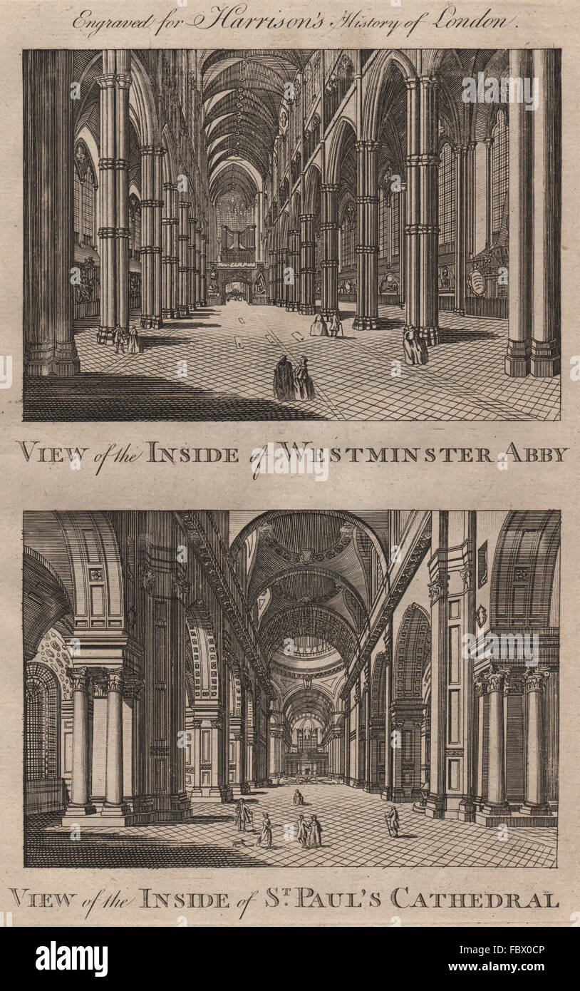 Westminster Abbey & St. Pauls Kathedrale Innenräume. London. HARRISON, 1775 Stockfoto