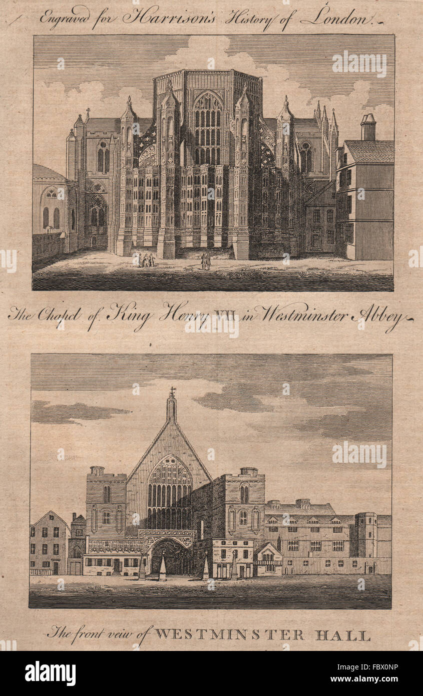 König Henry VII Kapelle, Westminster Abbey. Die Westminster Hall. HARRISON, 1775 Stockfoto