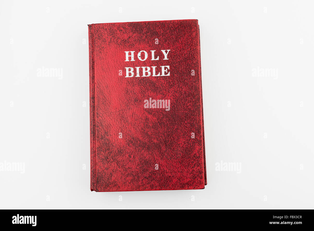 rote Bibel Buch, Ansicht von oben isoliert Hintergrund Stockfoto