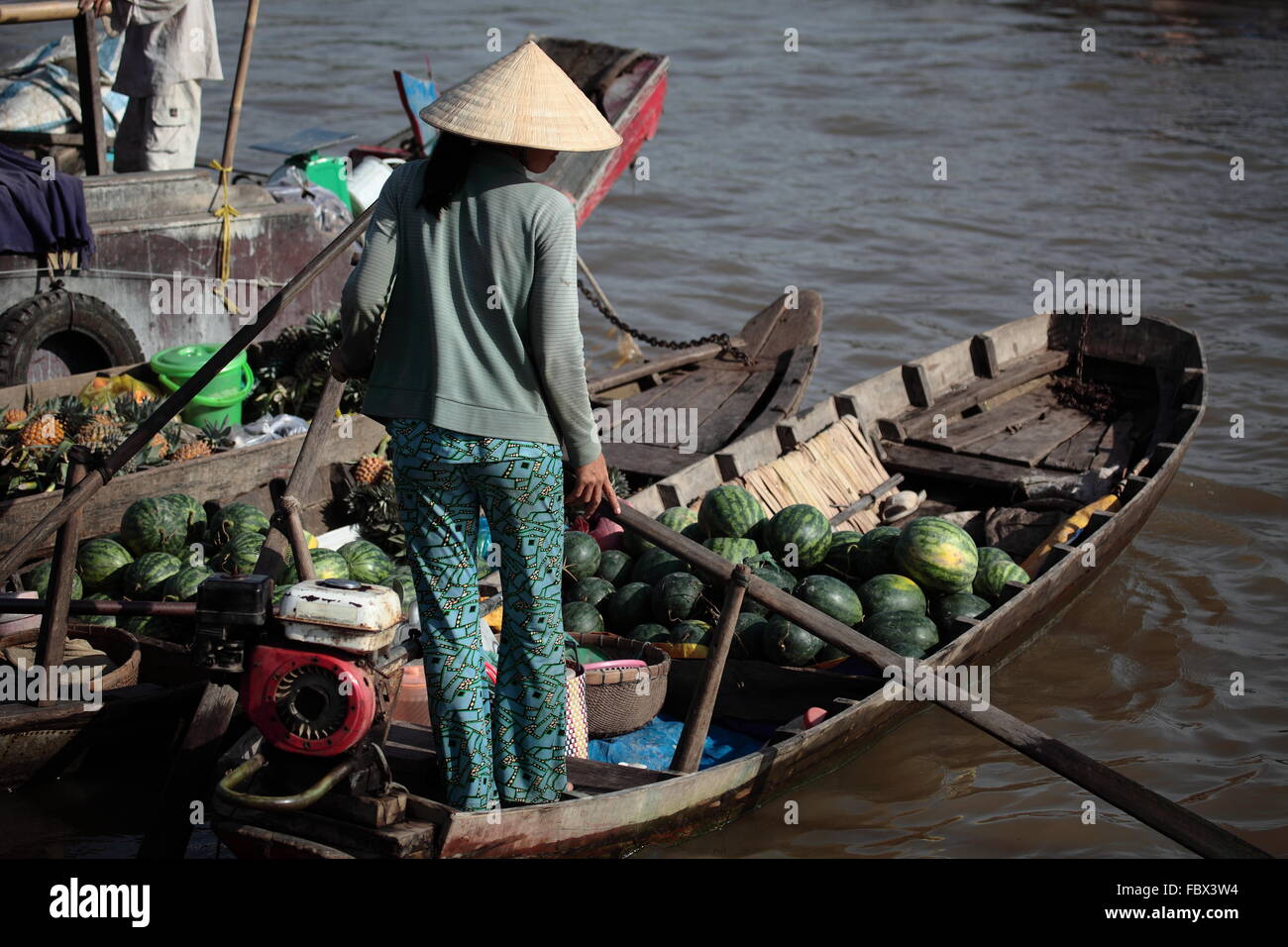 Schwimmenden Markt auf dem Mekong Stockfoto