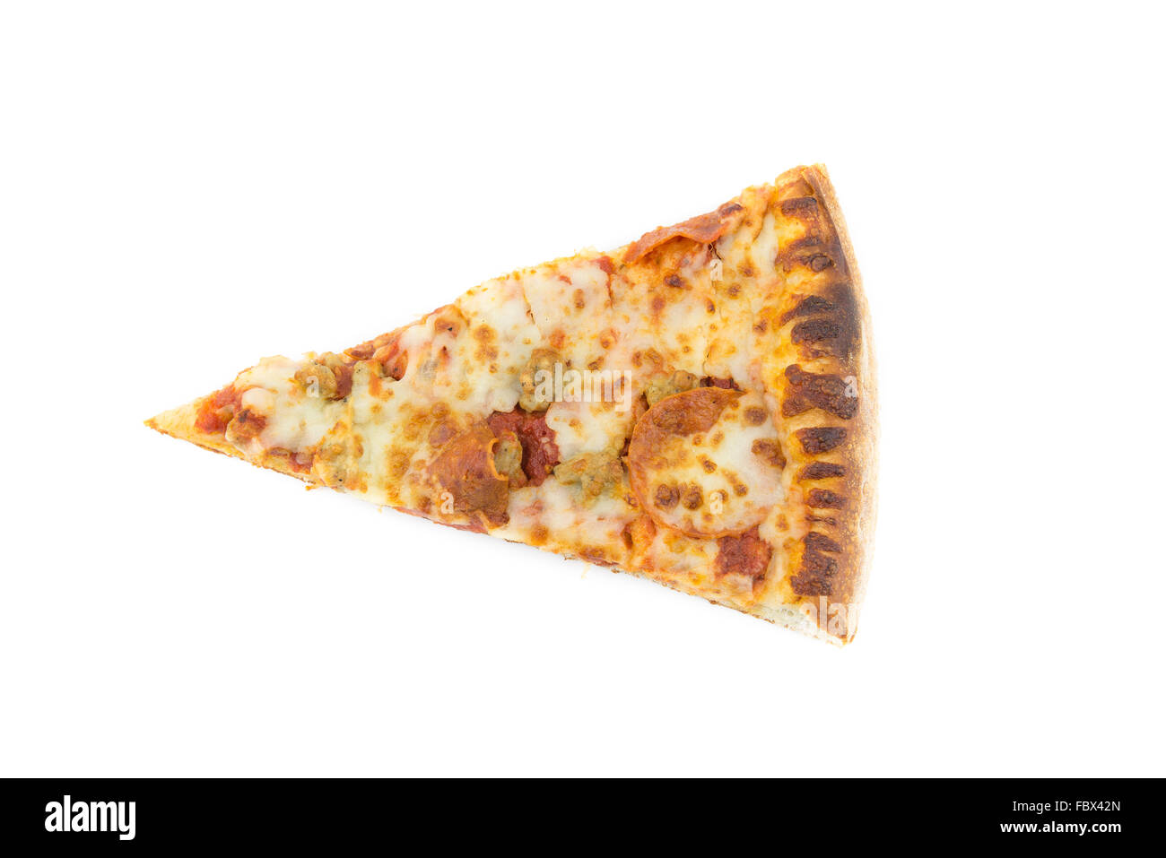 ein Stück Pizza, Ansicht von oben isolieren weißen Hintergrund Stockfoto