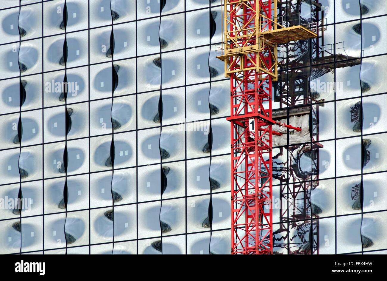 Fassade des Konzerthauses Elbphilharmonie, Hamburg Stockfoto