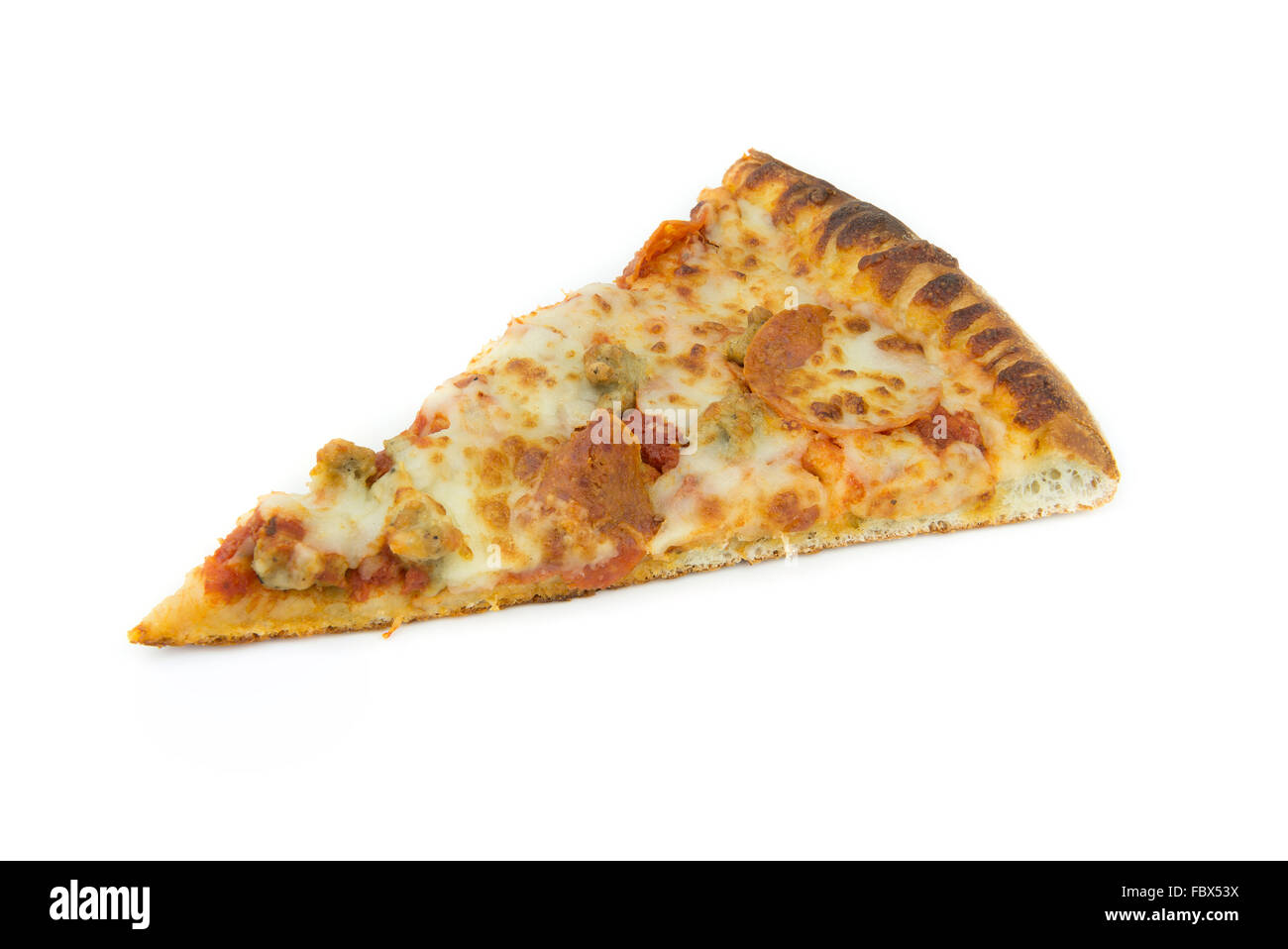 ein Stück Pizza, Ansicht von oben isolieren weißen Hintergrund Stockfoto