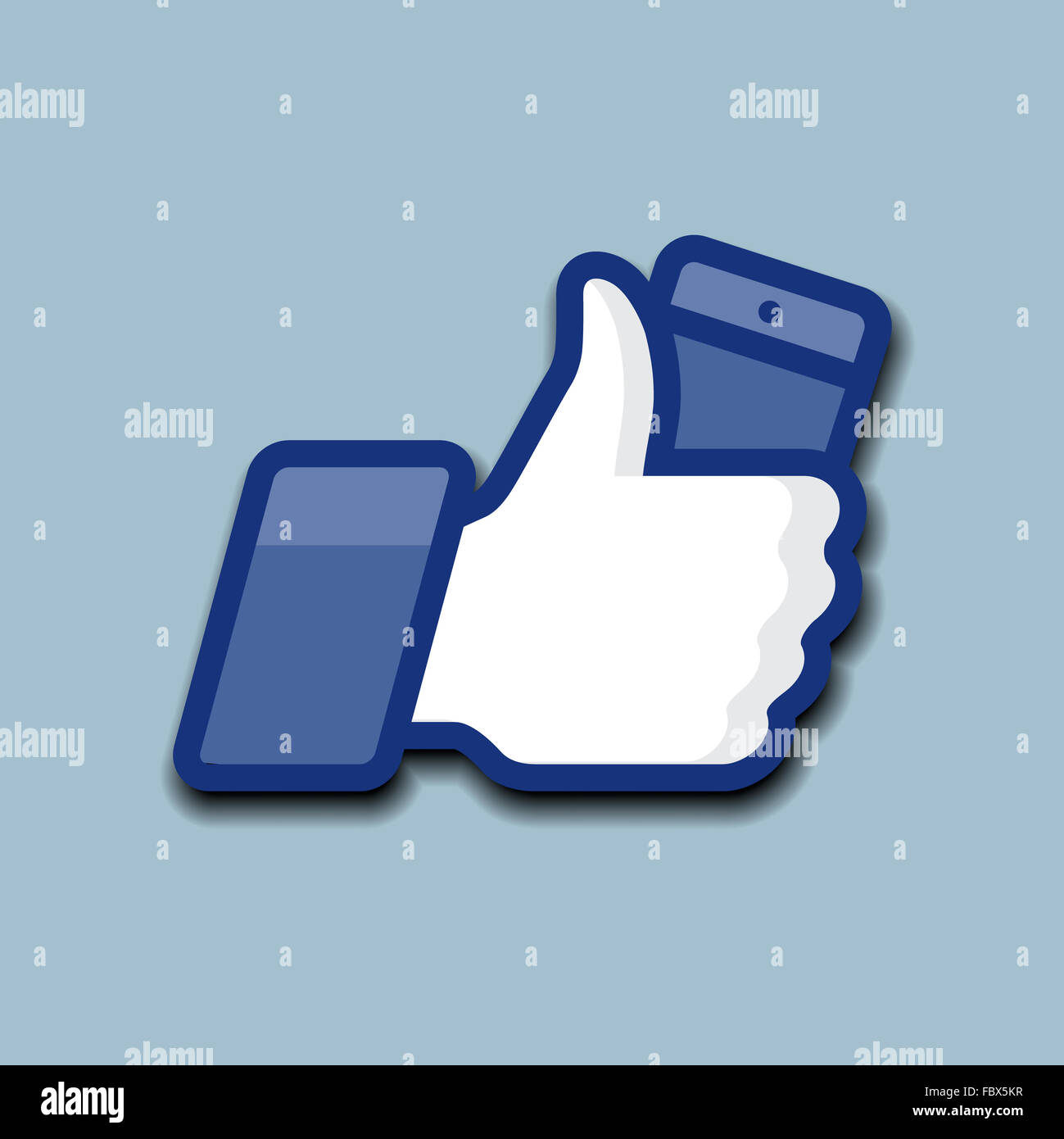 Like/Thumbs, Symbol Symbol mit Handy Stockfoto