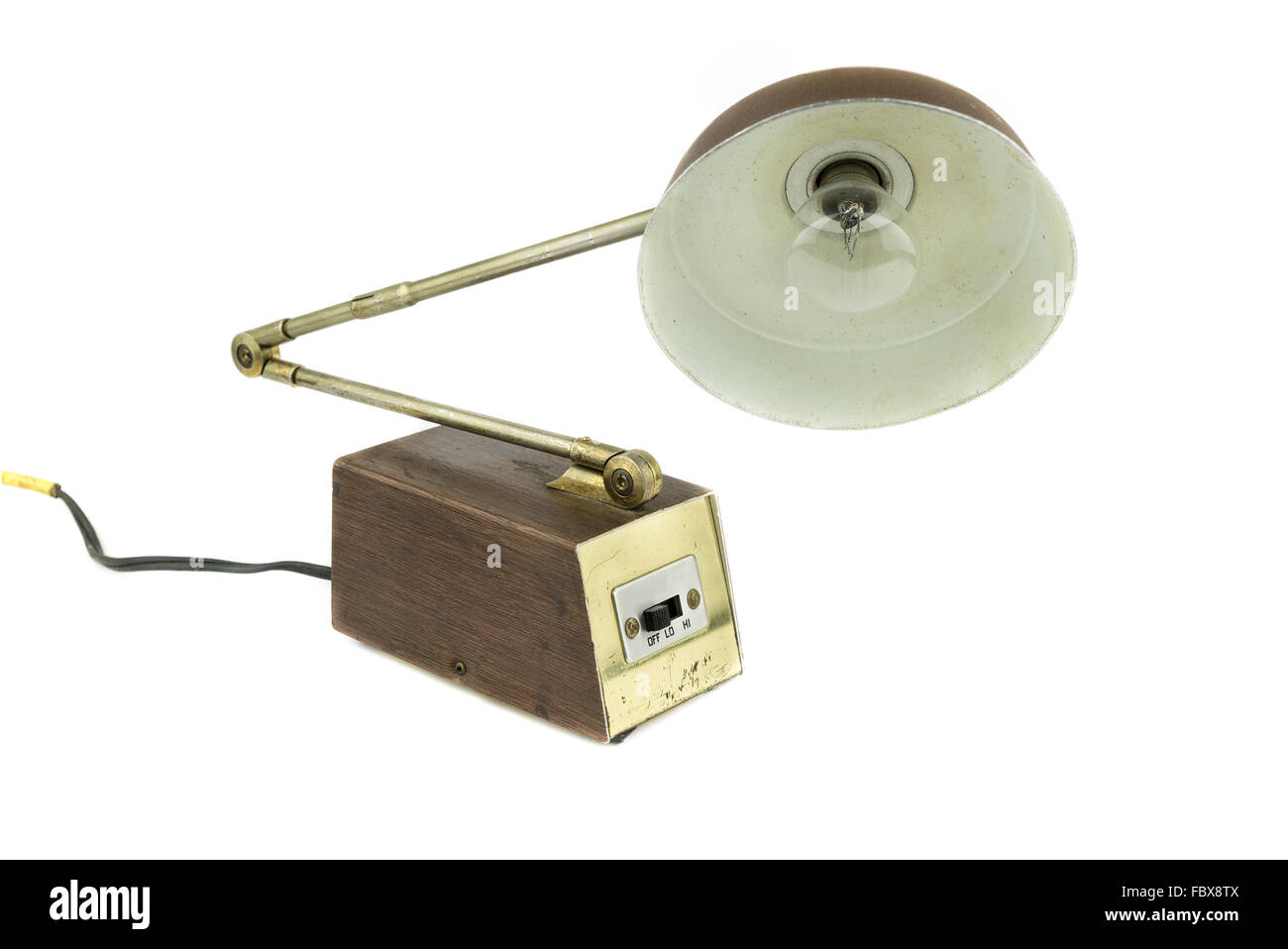 Vintage, Retro-flexible Schreibtischlampe, isolieren, weißen Hintergrund Stockfoto