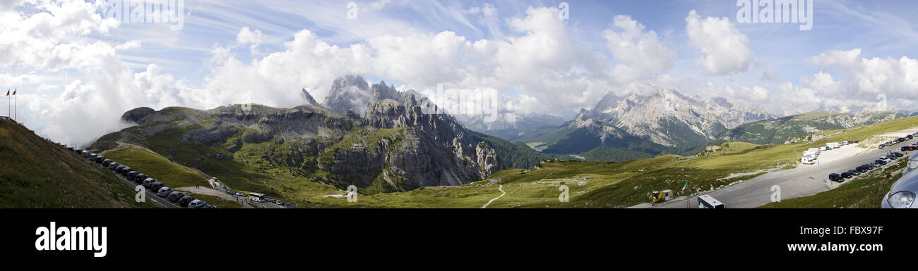 Monte Cristallo und die Cadini-Gruppe Stockfoto