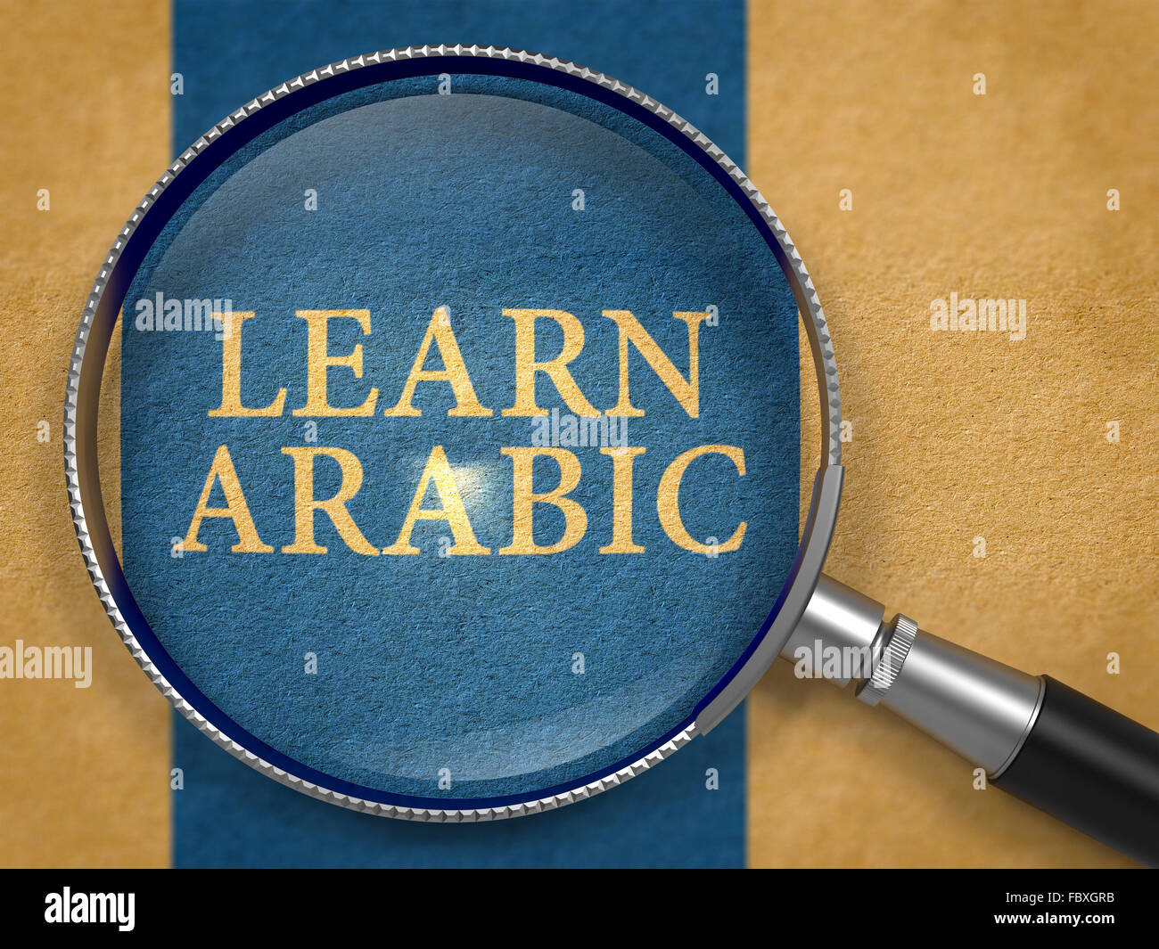 Lernen Sie Arabisch Konzept durch Lupe. Stockfoto
