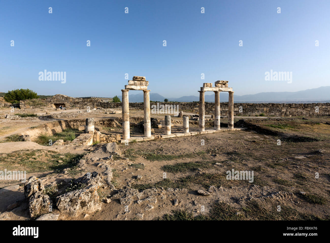 Teil der archäologischen Stätte von Hierapolis Pamukkale, Stockfoto