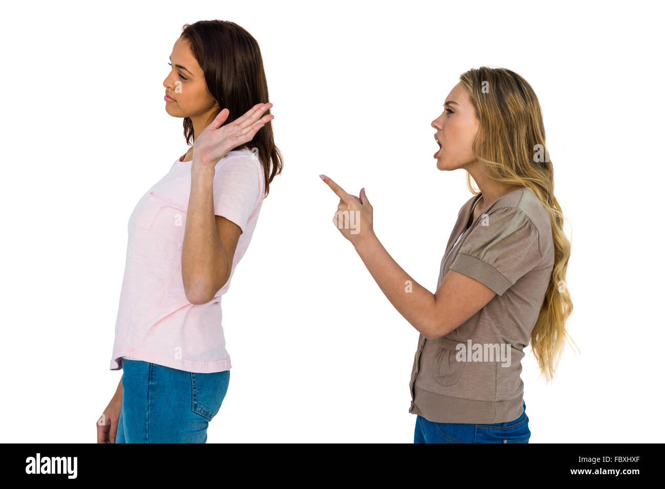 Zwei Mädchen streiten Stockfoto