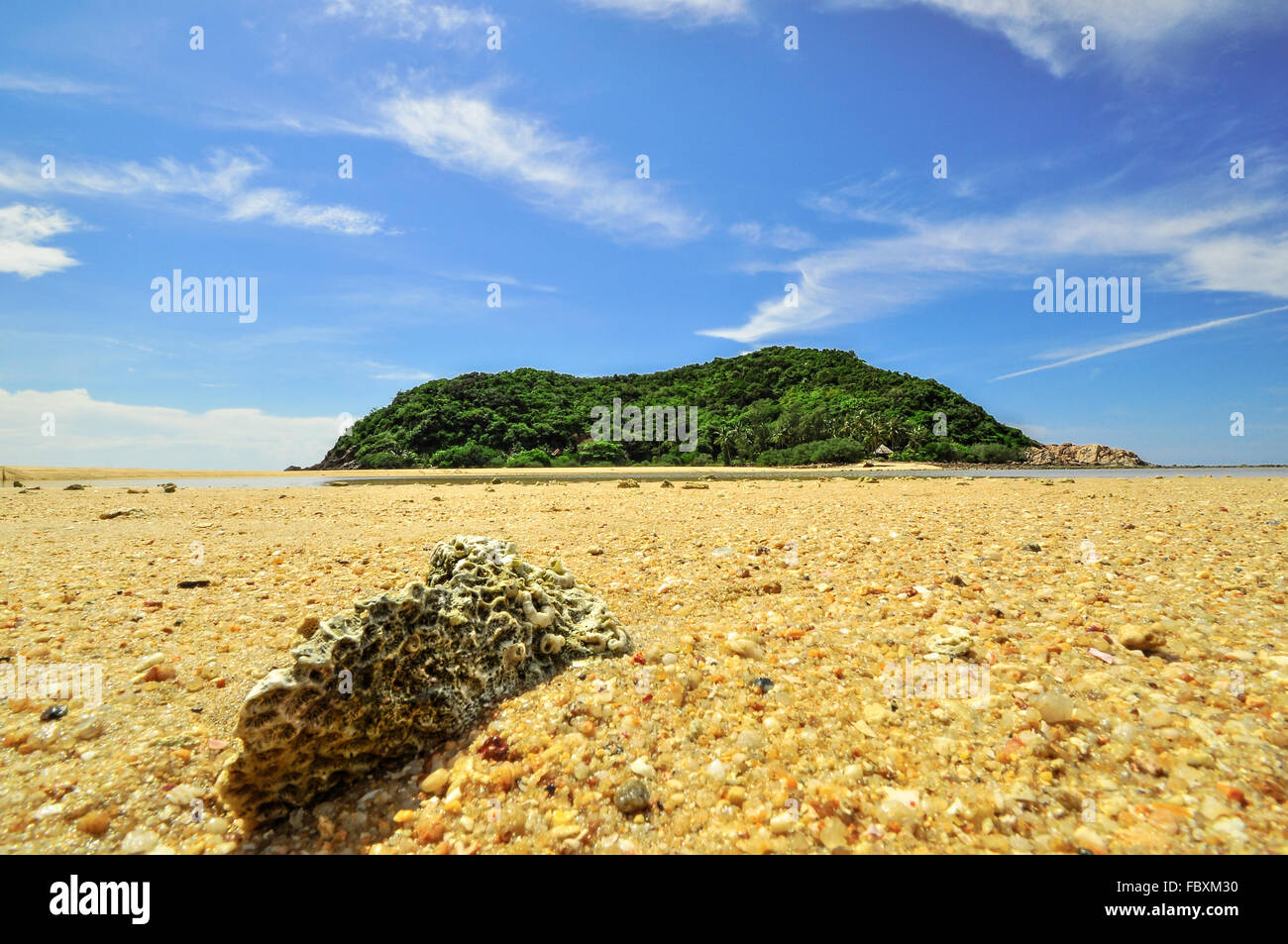 Stein am Strand in Koh Phangan, Thailand. Stockfoto